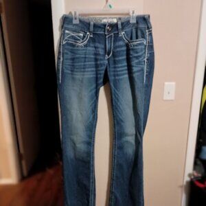 Ariat Real Mid Rise Boot Women Blue Jeans Size 29XL Inseam 35"